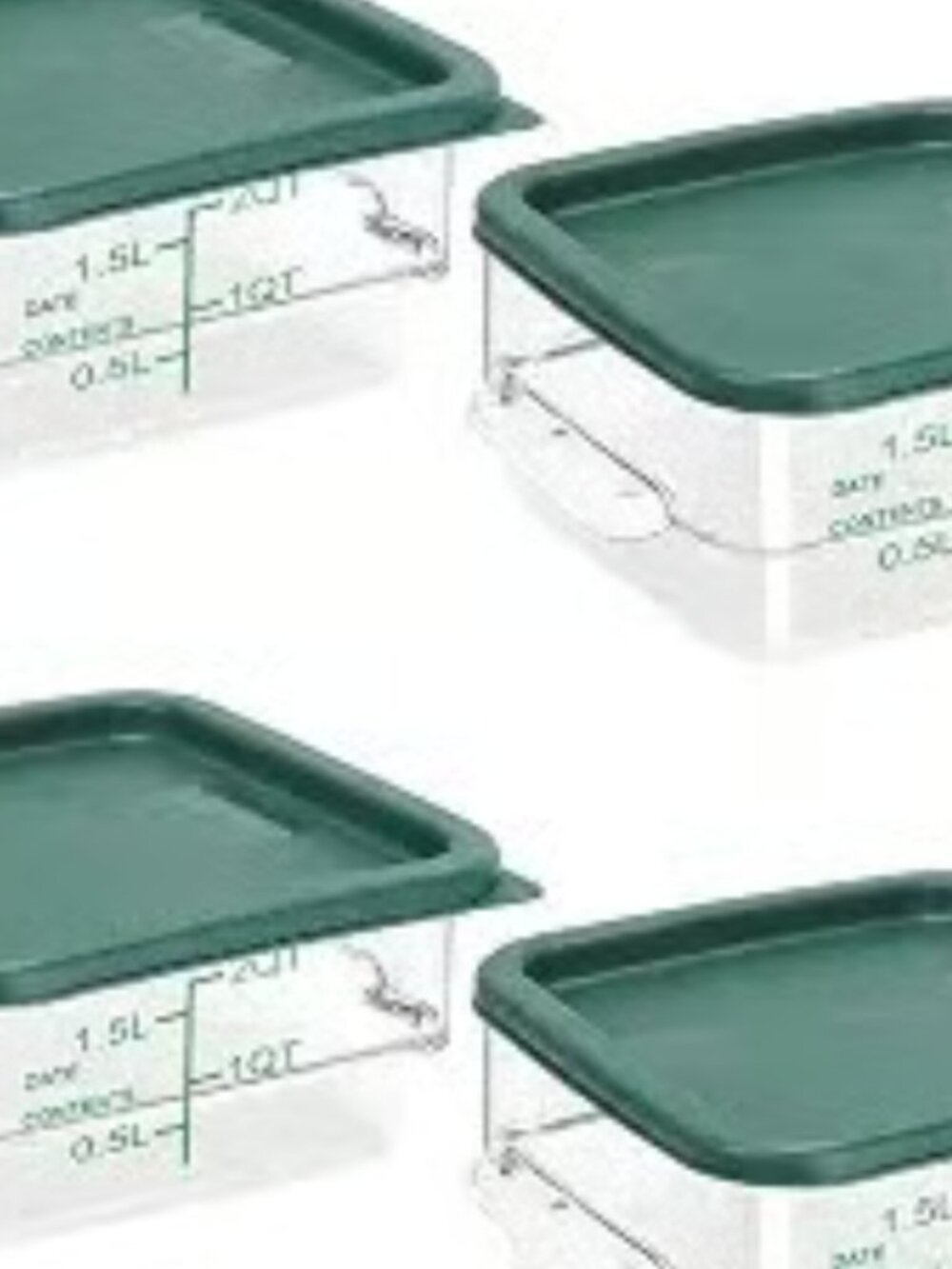 TSUBOR 4 Pack Food Storage Containers with Green Lids, 2.0 Qt - Square